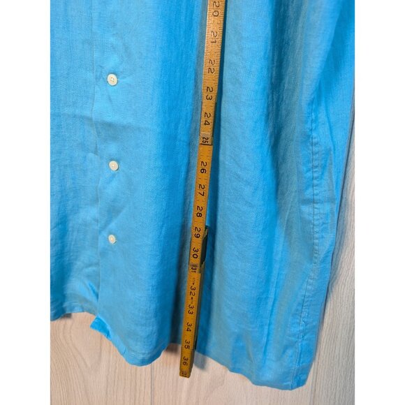 POLO RALPH LAUREN Mens Classic Fit Linen Short Sleeve Button Up Shirt Blue XLT - Picture 7 of 7